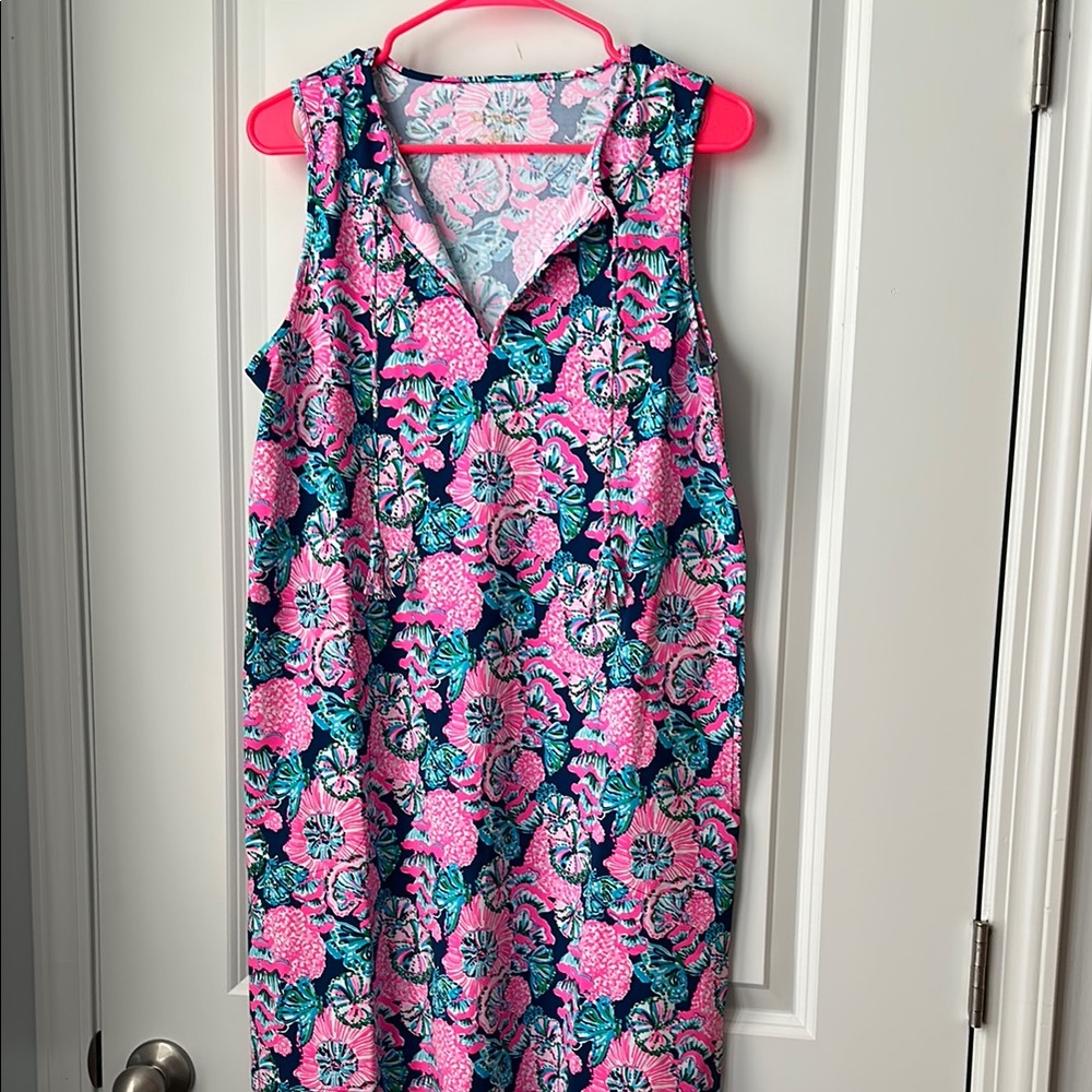 Floral Sleeveless coverup in Pink and Blue